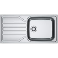 Franke – Évier à encastrer inox décor FLN 611 1 cuve 1 égouttoir 1000 x 500 mm – Surface résistante aux rayures – Vidage automatique – Réversible