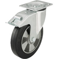 Roue de guidage poids lourd av blocage L-ALEV 100K-FI, charge 200kg roue diam. 100mm, dim plaque 100x85mm