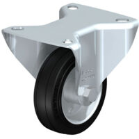 Roulette fixe en caoutchouc BE-VE 100R, charge limite 70 kg roue diam. 100mm, dim plaque 100x85mm
