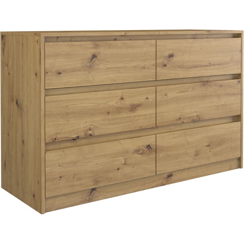 IRIS 120  Commode moderne salon chambre bureau  120x75x40 cm  6 tiroirs  Meuble de rangement  Aspect bois