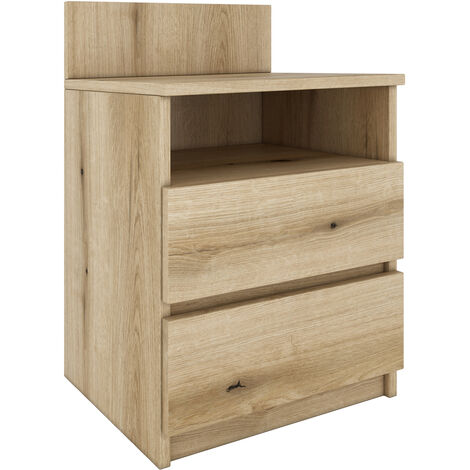 ASTER T1  Table de chevet  59x40x32 cm  Table d'appoint 2 tiroirs + étagère  Chevet style scandinave (1/4)