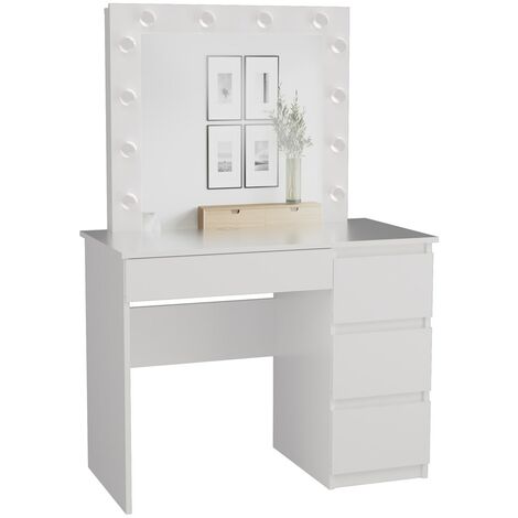 CAROL - Coiffeuse avec miroir + éclairage LED - 4 tiroirs - 98x76x51cm - Bureau (1/3)