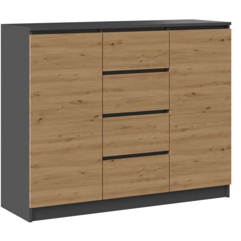 PARME 120 - Buffet 2 portes + 4 tiroirs style moderne - Dimensions 97x120x40 cm - Meuble de rangement (1/4)