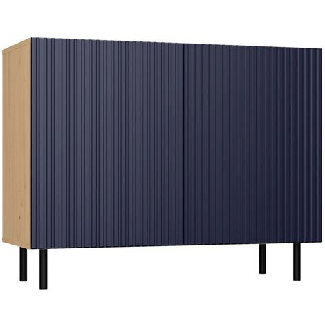 CAMI - Buffet style glamour 2 portes - 100x40x78 cm - 4 niches de rangement - Portes à lamelles (1/5)