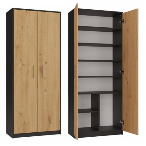 PARLA - Armoire moderne 6 étagères - 180x74x35cm - Meuble de rangement - Armoire bureau
