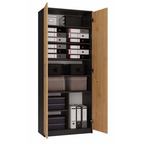 PARLA - Armoire moderne 6 étagères - 180x74x35cm - Meuble de rangement - Armoire bureau