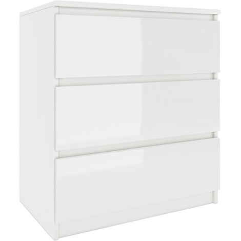 Topeshop – Commode moderne 3 tiroirs 77x70x40 cm – Corps en panneau de particules laminé – Finition PVC – Meuble de rangement contemporain