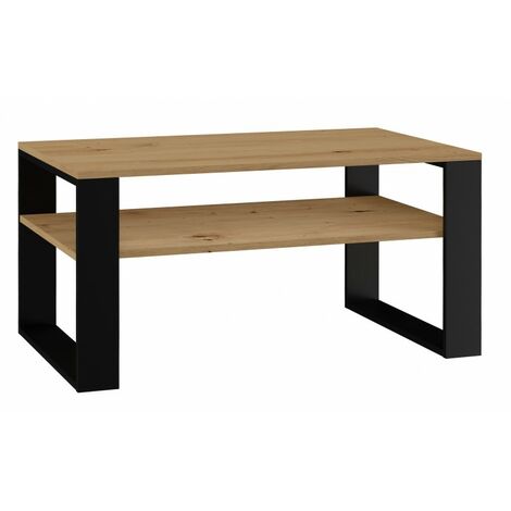 Hucoco – Table basse rectangulaire style loft 90x58x50 cm – Panneaux de particules mélaminés – Étagère intégrée pour rangement pratique (1/5)
