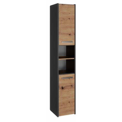 Topeshop – Colonne de salle de bain 170x30x30 cm – Panneaux mélaminés – Montage facile – Finition bois minimaliste pour optimiser l'espace