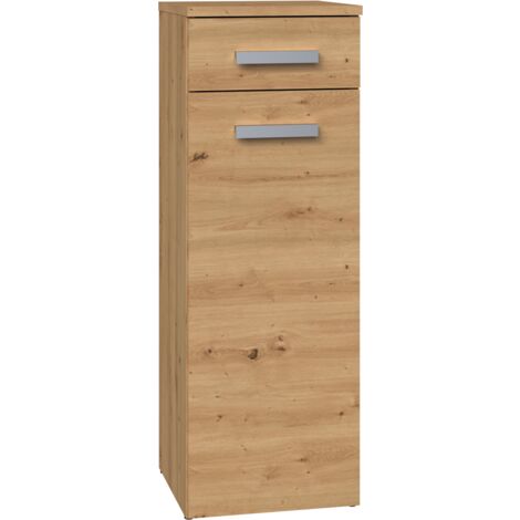 JOKKE - Meuble salle de bain 1 porte + 1 tiroir - 30x30x85cm - Colonne basse rangement SDB (1/4)
