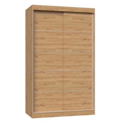 PAOLO - Armoire à 2 portes coulissantes - Penderie L 120 cm - Dressing de chambre 2 portes (1/4)