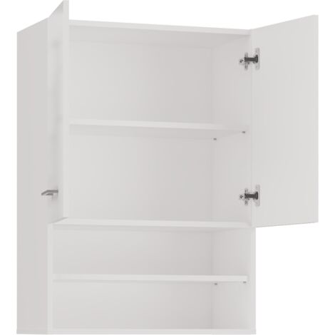 NELLIO - Armoire de toilette murale - Meuble SDB à suspendre - 64x30x90cm - Rangement Salle de bain