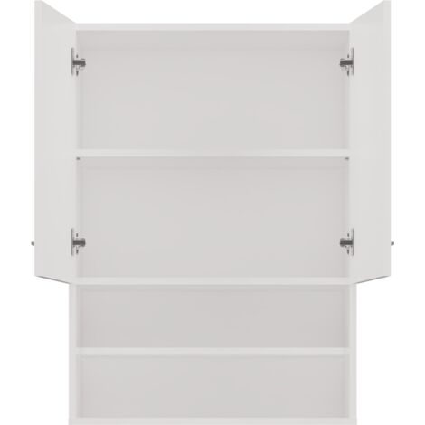 NELLIO - Armoire de toilette murale - Meuble SDB à suspendre - 64x30x90cm - Rangement Salle de bain