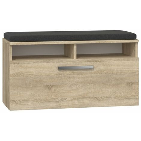 Hucoco – Armoire à chaussures moderne avec siège et rangement – Porte basculante – Dimensions 46x85x35 cm – 6 étagères en panneau de particules