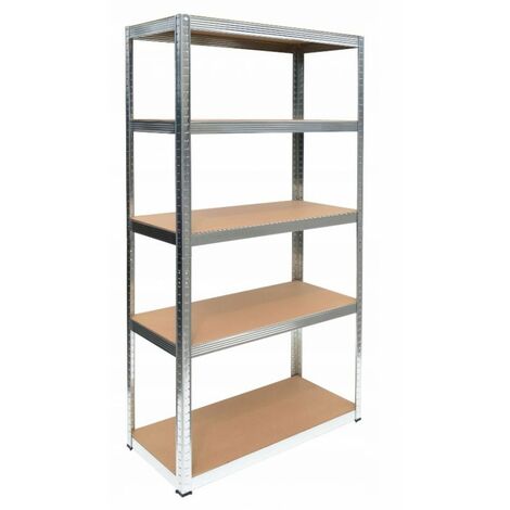 Morie - rayonnage industriel de stockage - charge max 875 kg - 5 étagères - acier galvanisé + panneaux mdf - (1/4)