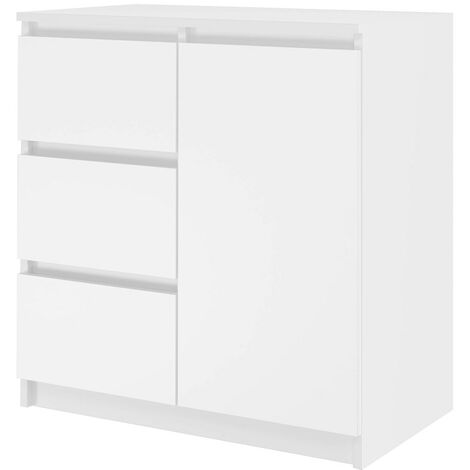 DUNJA - Buffet 1 porte 3 tiroirs - Dimensions 80x40x75 cm - Rangement séjour - Style moderne (1/3)