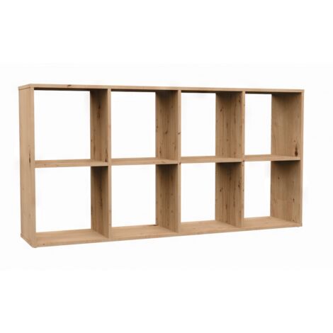 Topeshop – Étagère modulable 8 cubes – Bibliothèque 8 cases – Dimensions 147x30x75 cm – Panneaux mélaminés 16 mm – Montage facile (1/2)