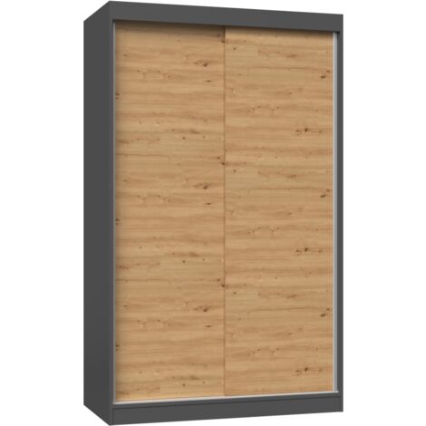 PAOLO - Armoire penderie à 2 portes coulissantes - Largeur 120 cm - Dressing de chambre 2 portes (1/4)