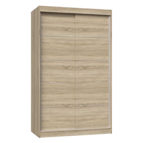 PAOLO - Armoire à 2 portes coulissantes - Penderie L 120 cm - Dressing de chambre 2 portes (1/4)