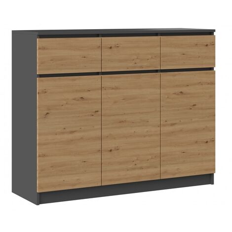 PARME - Commode moderne 3 tiroirs 3 portes - Dimensions 97x120x40 - Meuble de rangement - Buffet (1/4)