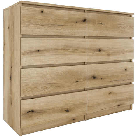 MILAN  Commode moderne grande 8 tiroirs chambre salon  Dimensions 97x120x40  Design minimaliste  Meuble de rangement