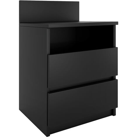 Hucoco – Table de chevet moderne 2 tiroirs – Largeur 40 cm, Hauteur 59 cm, Espace ouvert – Meuble élégant pour chambre contemporaine (1/5)