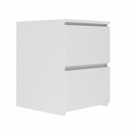 VENICE - Table de chevet style moderne - 40x40x52 - Chevet 2 tiroirs - Meuble de chambre Blanc mat (1/3)
