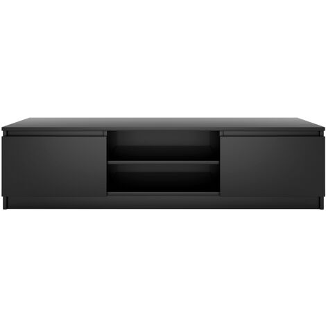 Hucoco – Meuble TV moderne 140 cm – Largeur 140 cm, Hauteur 36 cm, Profondeur 40 cm – 2 portes et 2 niches ouvertes – Design simple et contemporain
