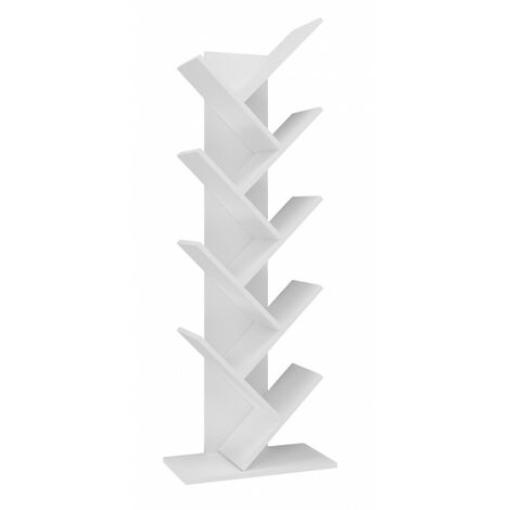 VIVIE - Bibliothèque à poser - 8 étagères inclinées - 50x25x142 cm - Rangement livres Blanc (1/5)