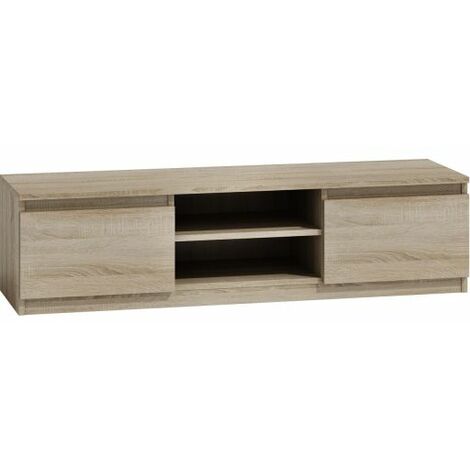 Hucoco – Meuble TV moderne 140 cm – 2 portes et 2 niches ouvertes – Design élégant en matériaux de qualité – Rangement pratique pour salon