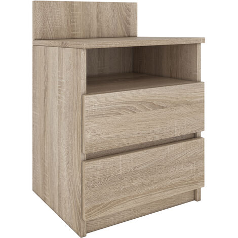 Table de chevet / Table de nuit moderne avec 2 tiroirs et 1 étagère Malwa M1