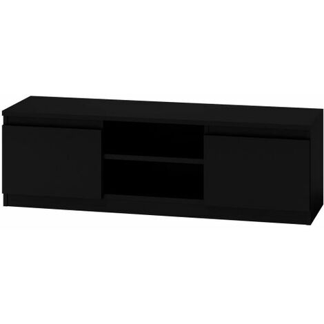 Hucoco – Meuble TV moderne 120 cm – 2 portes – 2 niches ouvertes – Matériaux de haute qualité – Profondeur 40 cm – Hauteur 36 cm (1/2)