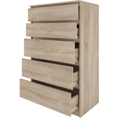 MILAN 5  Commode contemporaine chambre/salon/bureau 40x70x109.5  5 tiroirs coulissants  Meuble de rangementent  Chiffonier