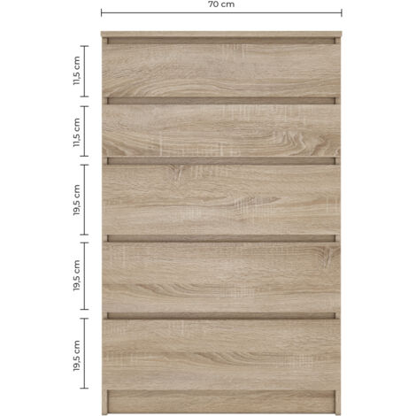 MILAN 5  Commode contemporaine chambre/salon/bureau 40x70x109.5  5 tiroirs coulissants  Meuble de rangementent  Chiffonier
