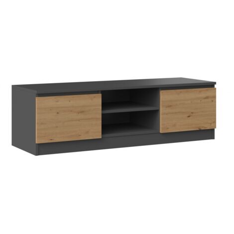 TIVOLI - Meuble TV style moderne - 120x40x36cm - 2 niches + 2 portes - Rangement matériel télé/audio (1/4)