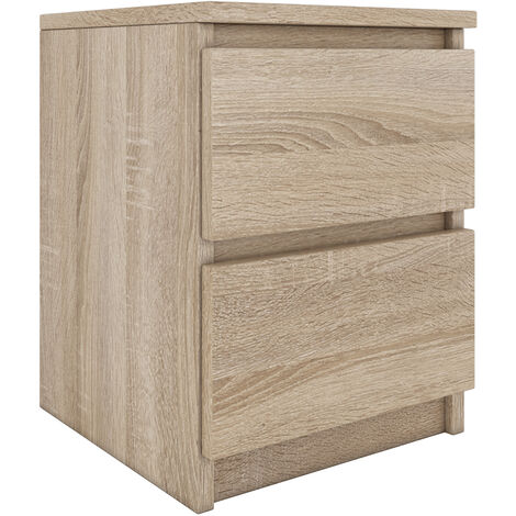 Hucoco – Table de chevet 2 tiroirs en panneau aggloméré laminé – Dimensions 40x30x30 cm – Bords en PVC pour résistance – Meuble d'appoint moderne