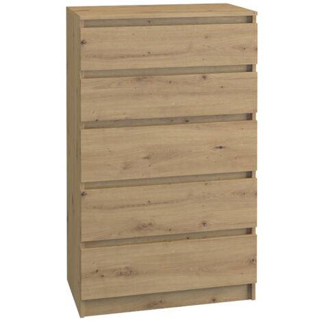 Hucoco – Commode scandinave 5 tiroirs 70x40x109.5 cm – Panneaux mélaminés – Rangement moderne pour chambre, bureau ou salon