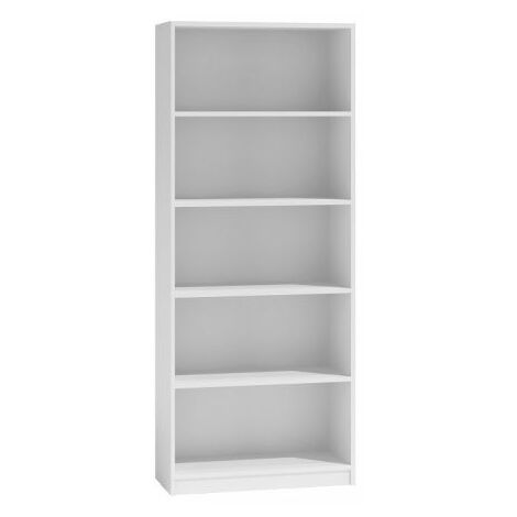 Hucoco – Bibliothèque contemporaine 5 niches 30x60x182 cm – Structure en panneaux mélaminés – Bordure PVC anti-choc – Rangement bureau/salon