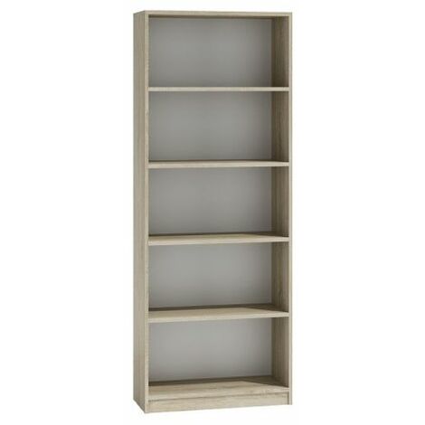 Hucoco – Bibliothèque contemporaine 5 niches 30x60x182 cm – Structure en panneaux de particules mélaminés – Assemblage facile – Pour bureau et salon (1/2)