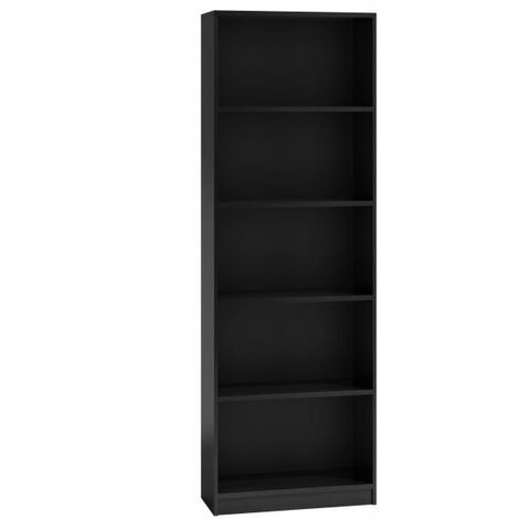 Hucoco – Bibliothèque contemporaine 5 niches 30x40x182 – Structure panneaux de particules mélaminés – Assemblage aisé – Style moderne épuré (1/2)