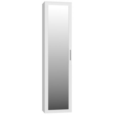 ATARA  Armoire d’entrée avec grand miroir  180x50x35 cm  Deux étagères + porte-cintres à l’intérieur  Meubles d’entrée