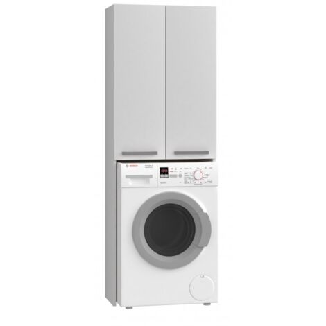 Hucoco – Meuble pour machine à laver moderne 183x64x30 – 4 étagères – 2 portes – Panneau laminé – Design minimaliste