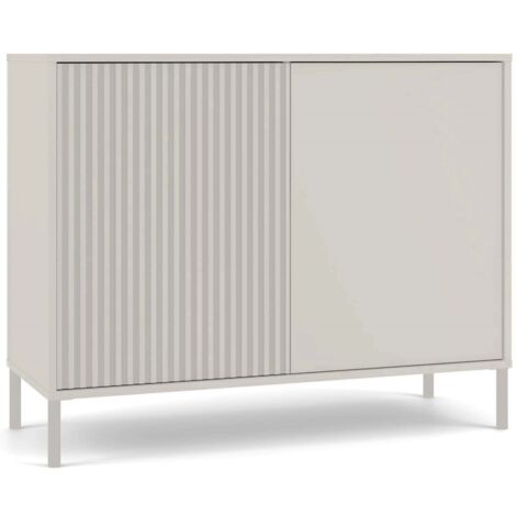 KAMARO - Commode moderne 4 étagères et 2 portes - 82.5x103.5x40cm - Meuble de rangement - Beige Cachemire (1/5)