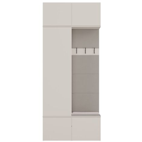 Topeshop – Porte-manteau 3 crochets avec armoire et assise – Dimensions 238x100x35 cm – Beige cachemire tendance pour hall d'entrée (1/5)