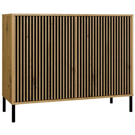 KAMARO - Buffet avec 2 portes et 4 étagères - chêne artisan (1/4)