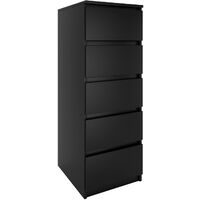 Hucoco – Commode contemporaine haute 45x40x111 cm – 5 tiroirs coulissants – Structure mélaminée résistante aux rayures et à l'humidité