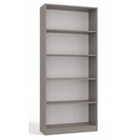 FLORENCE - Bibliothèque 5 étagères - Dimensions 182x80x30 cm - Meuble de rangement livres - Gris