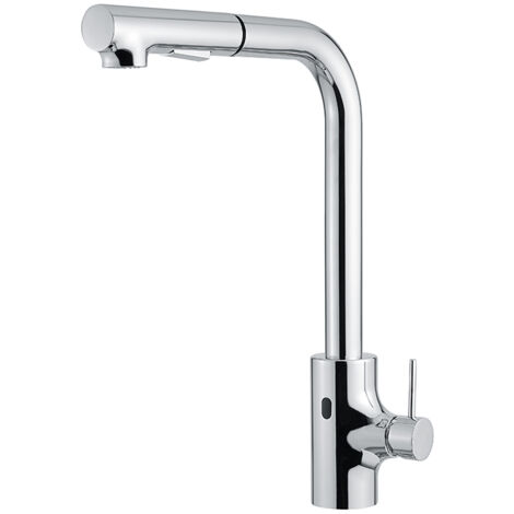 Miscelatore elettronico cucina con by-pass manuale, doccetta estraibile, 230V Serie LK01 Idral I55D0-05000  Cromato - Ottone