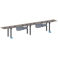 Grondaia doccia inox, installazione in piano, deflusso DN50, kit montaggio e protezione, senza copertura, lunghezza installazion