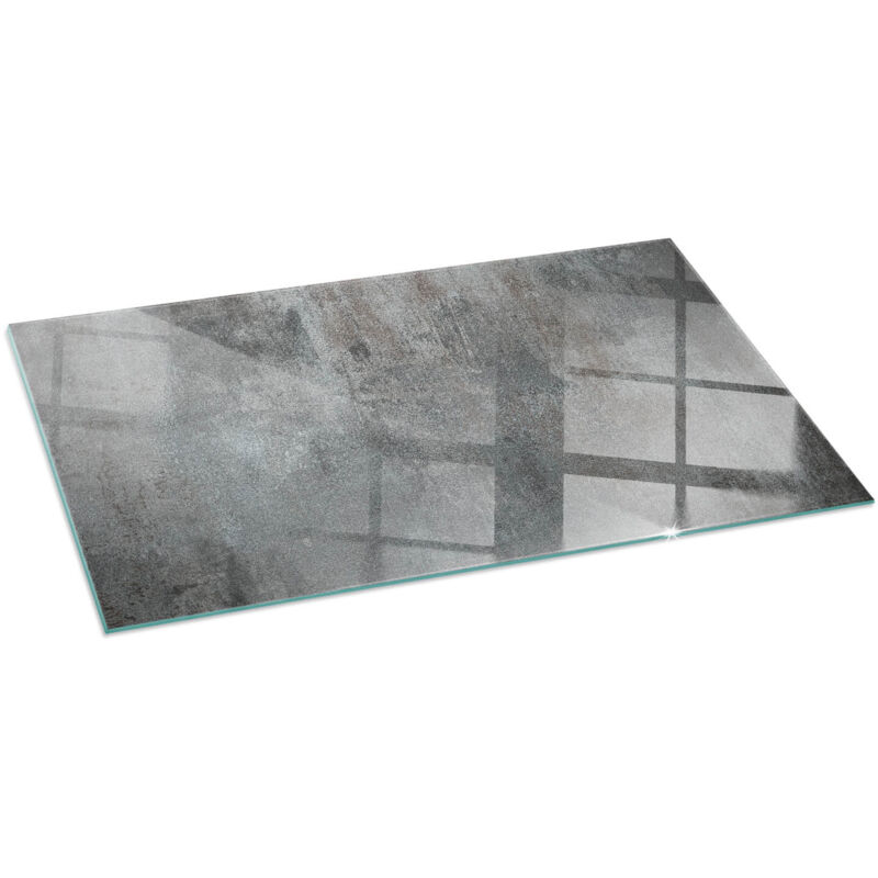Plaque Cheminée 60x40cm Imprimé Marbre - Protecteur Sol Résistant Chaleur Pare-Étincelles Verre Trempé